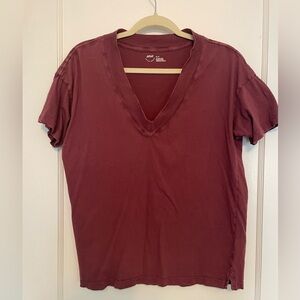 Aerie oversized and distressed v neck tee